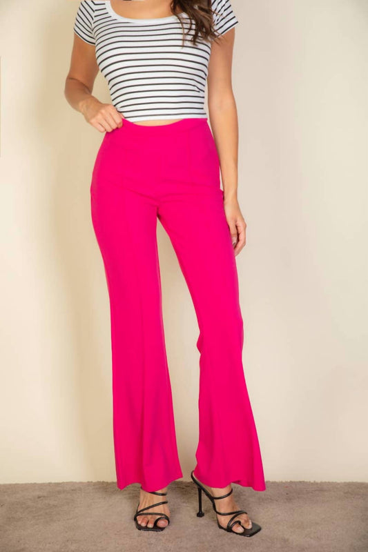 High Waist Stretch-Krepp-Schlaghose