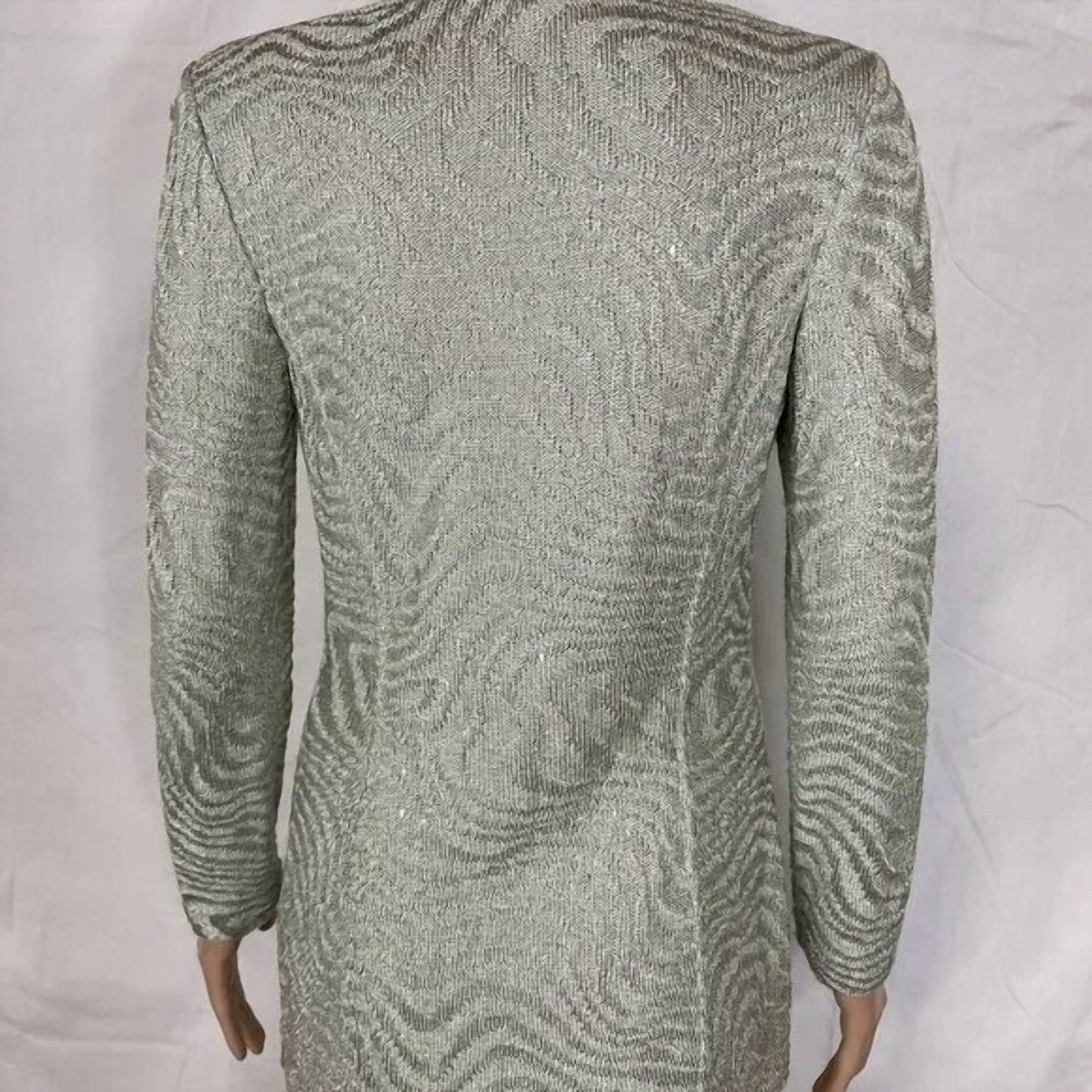 Women's Metallic Knit Skirt And Cardigan Set