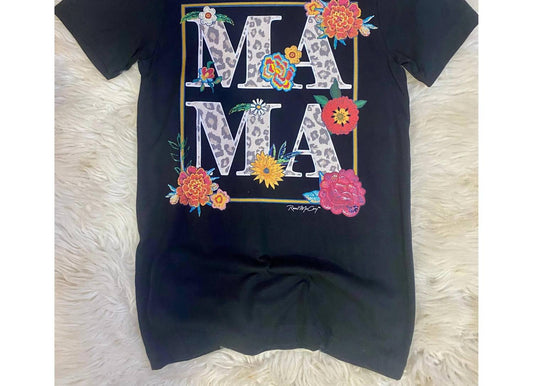 Women's Fiesta Mama Floral Leopard Graphic Tee