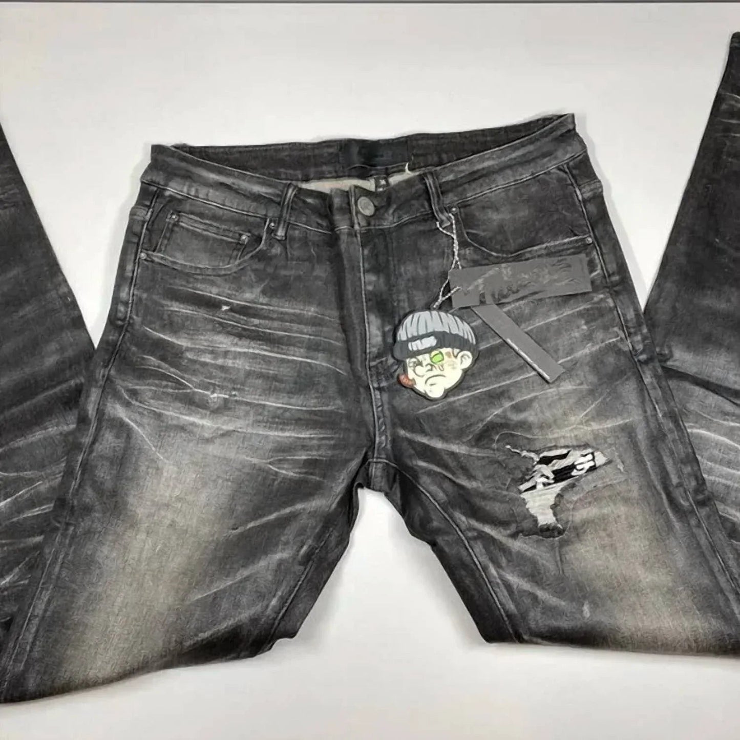 Herren Euro Distressed Denim Skinny Jeans