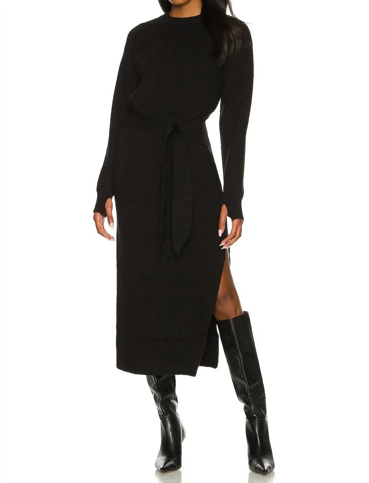 Long Sleeve Ribbed Midi Dress