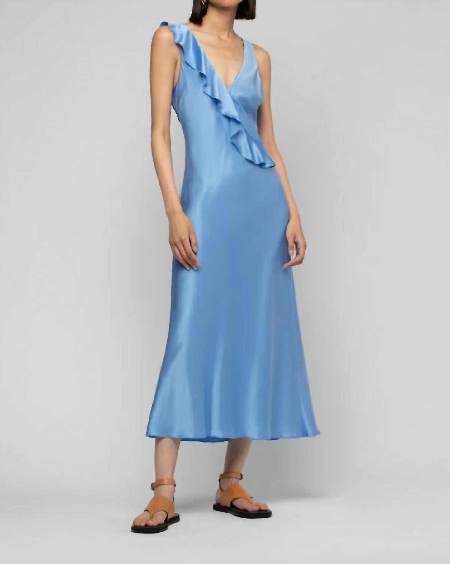 Rarthemis Midi-Seidenkleid mit Rüschen
