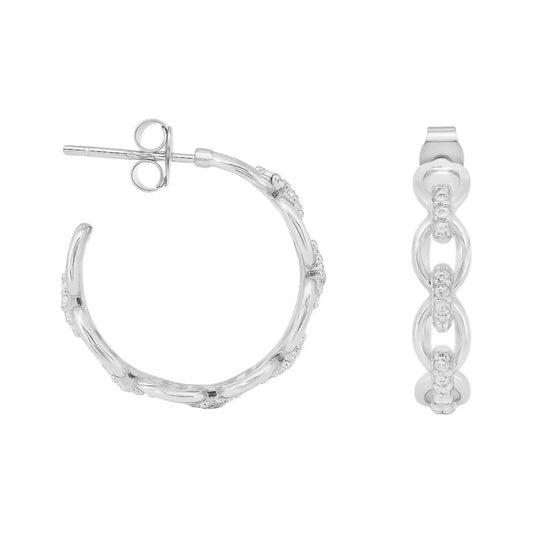 Women's Moissanite Oval Link Post Hoop Earrings