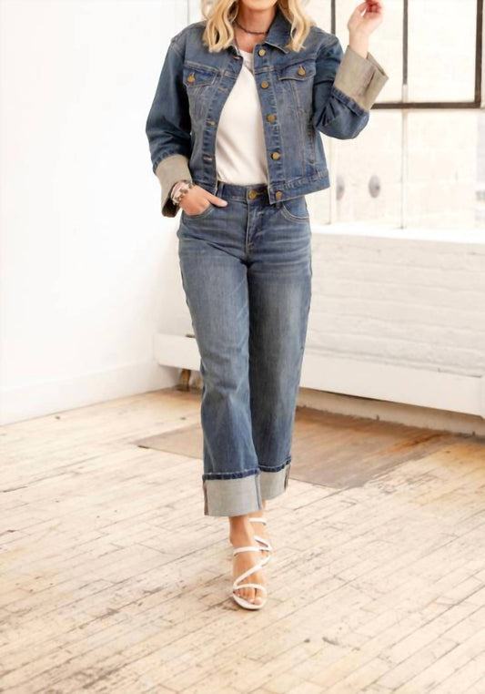 Cropped Denim Jacket With Buttons