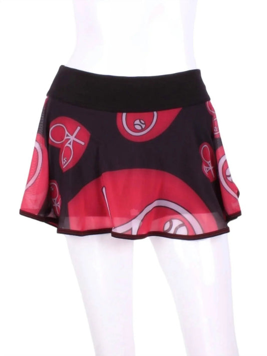 Women's Ghost Heart Mesh Love “o” Tennis Skirt