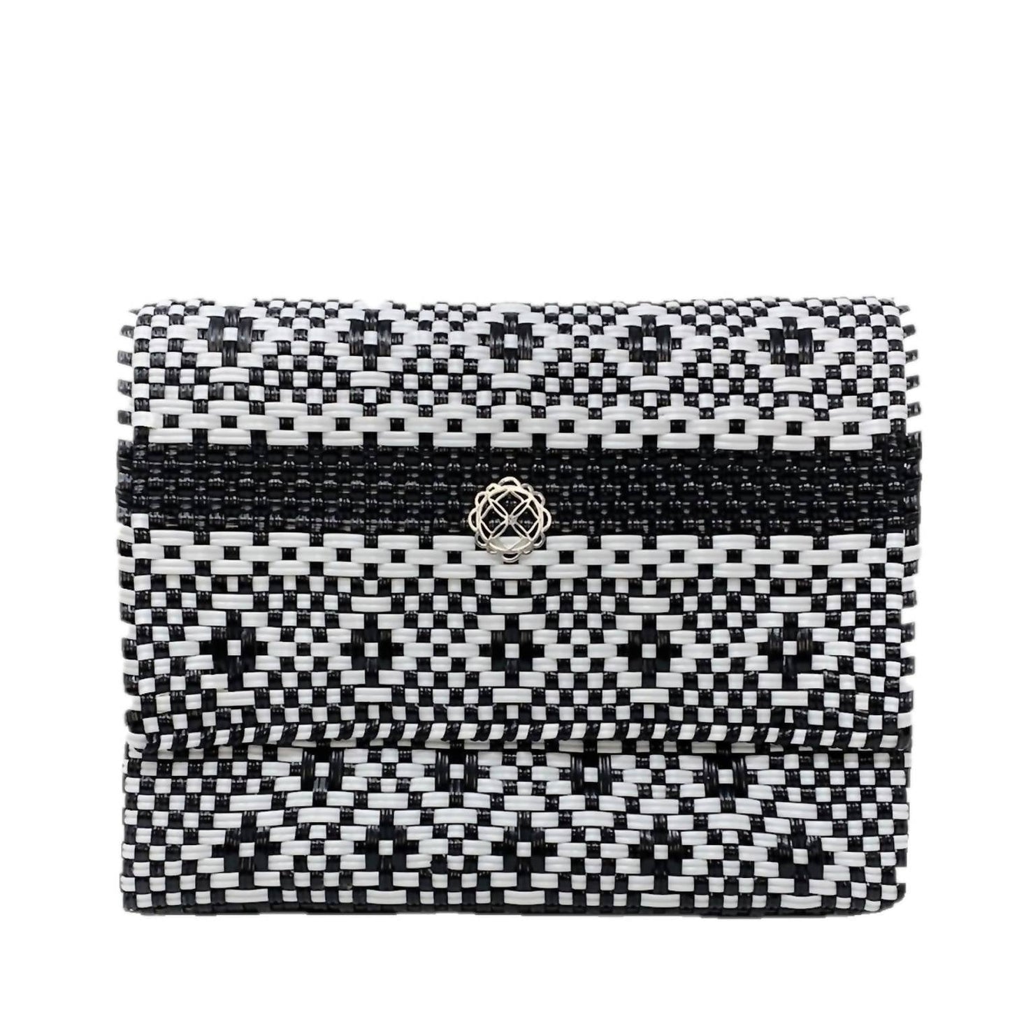 Damen handgemachte Crossbody-Tasche mit aztekischem Streifenmuster und langer Metallkette