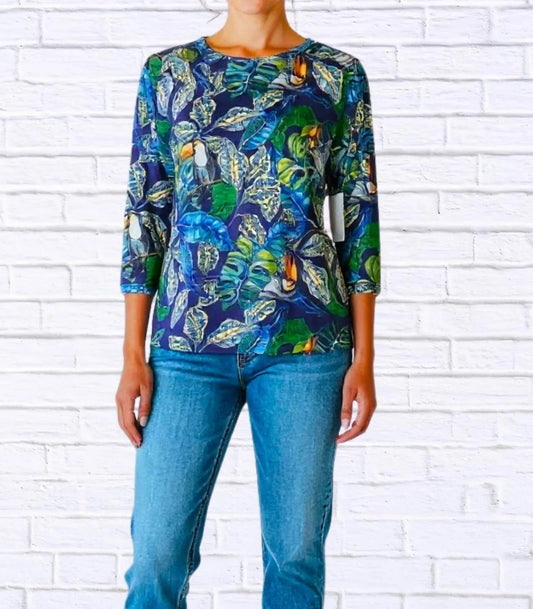 Langarmshirt mit tropischem Tukan-Print