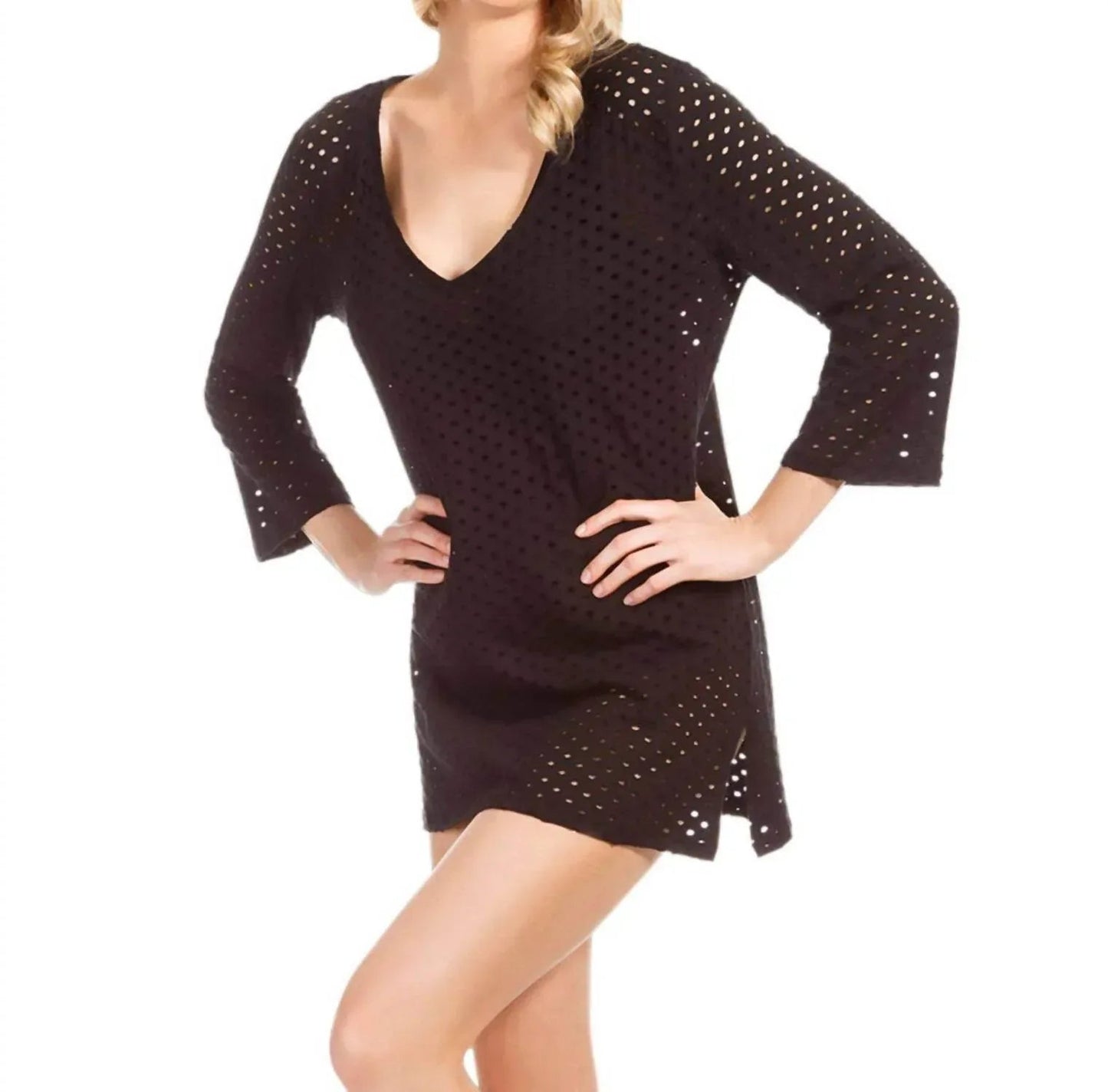 Jacquard-Tunika mit 3/4-Ärmeln