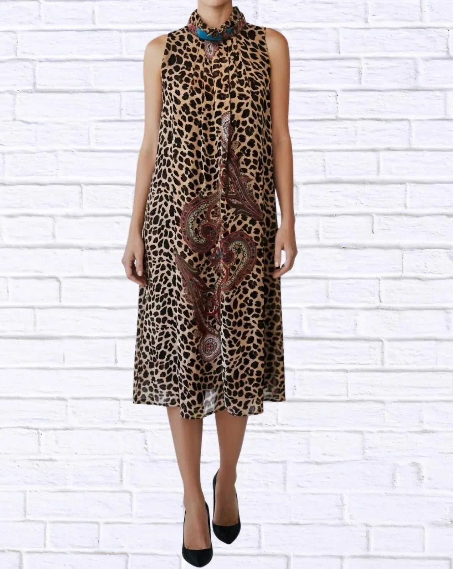Bedrucktes ärmelloses Maxikleid