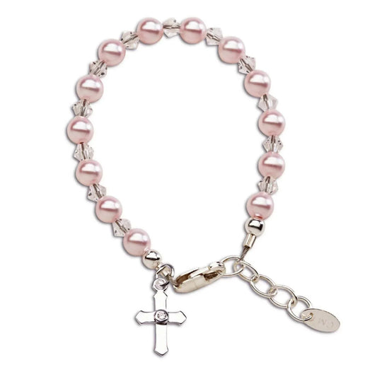 Babies And Toddlers Bella Sterling Silver Pearl And Cross Bracelet