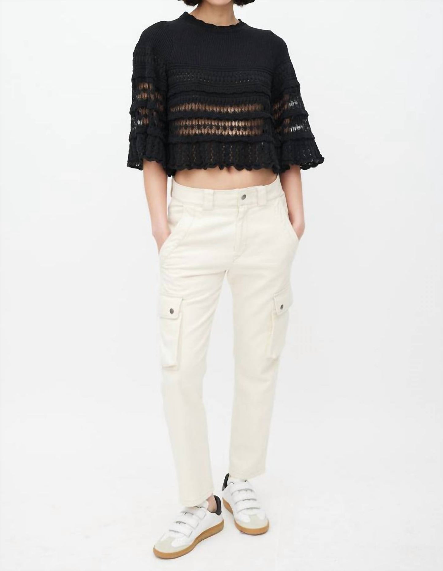 Azelia Tiered Cut Out Knit Pullover Sweater