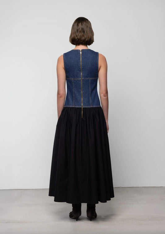 Women's Jeansstoff Corset Midi Dress