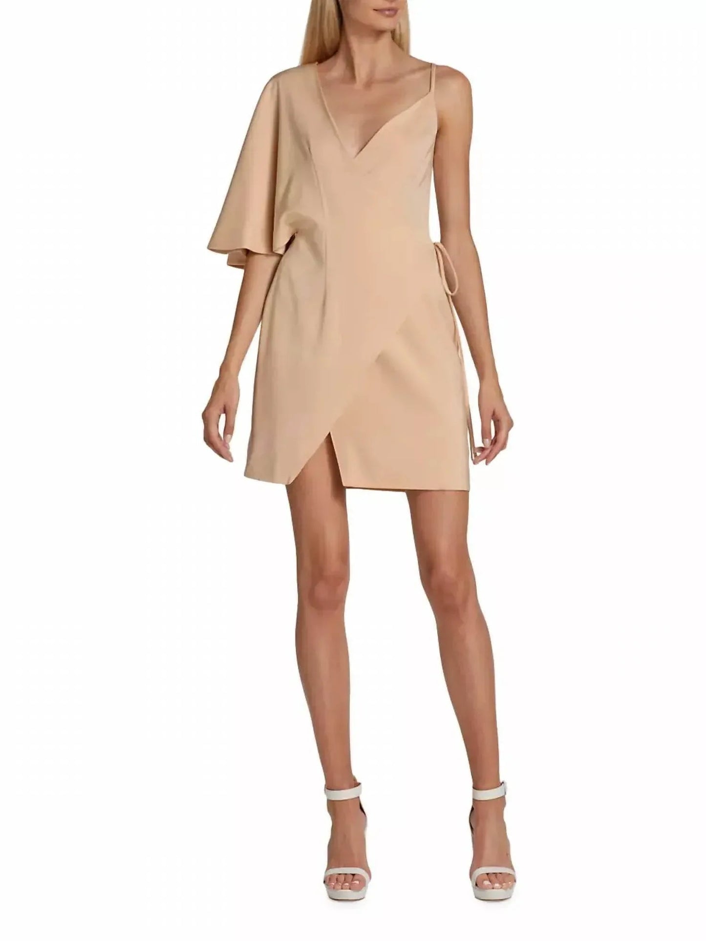 Laurel Wrap Silhouette Flutter Sleeve Mini Dress