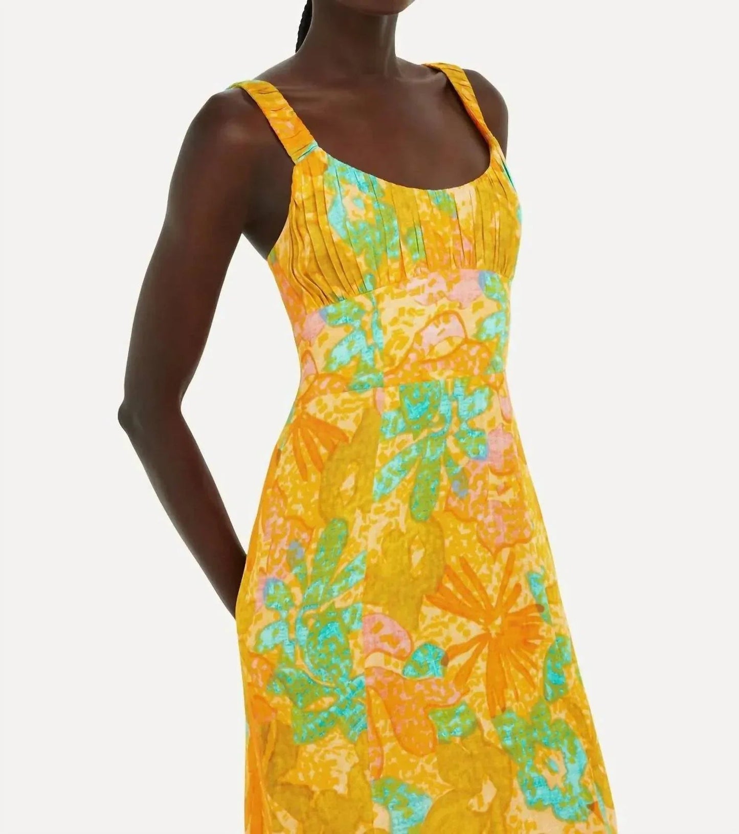 Palm Floral Carmel Midi Dress
