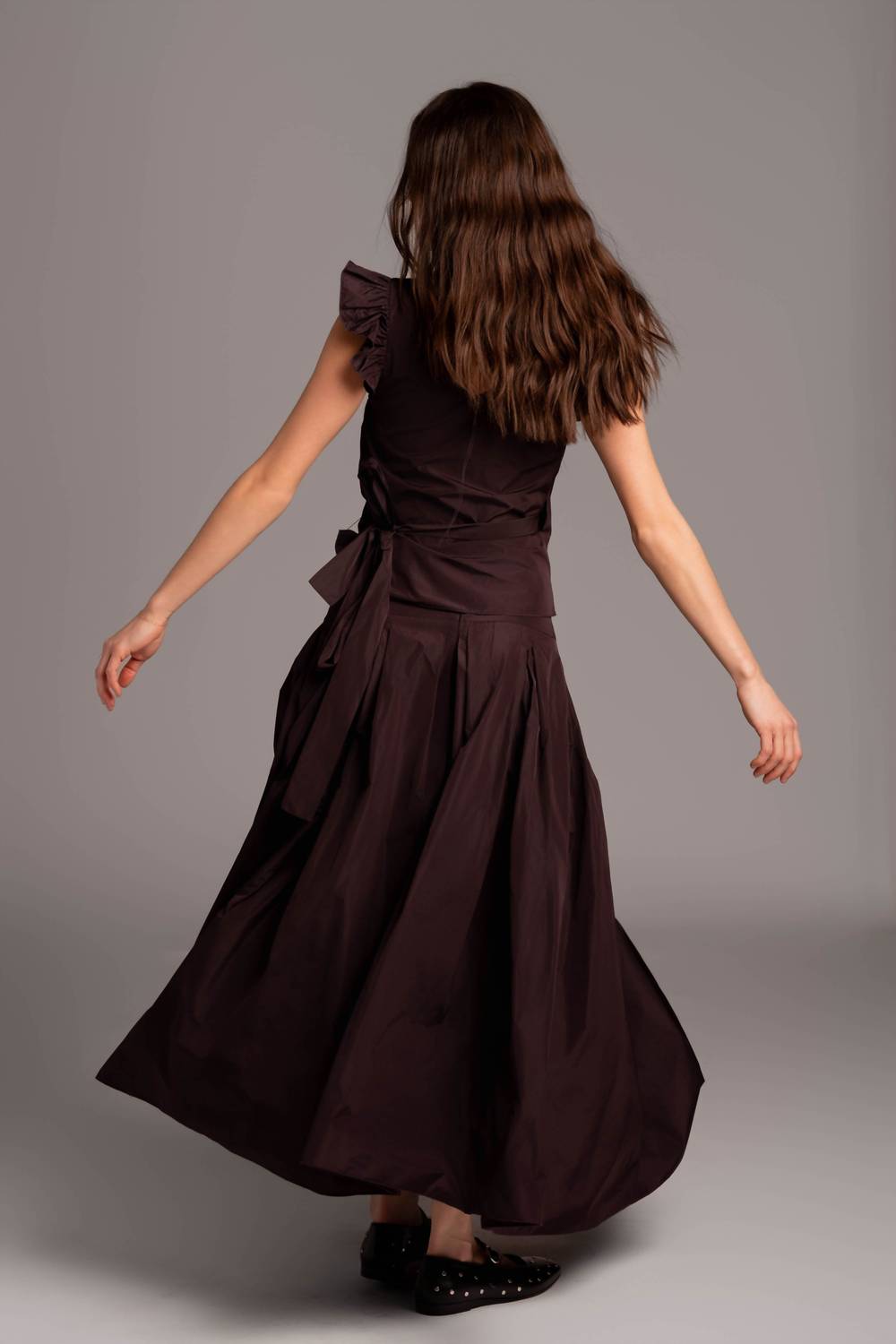 Ruffle Taffeta Tank Top