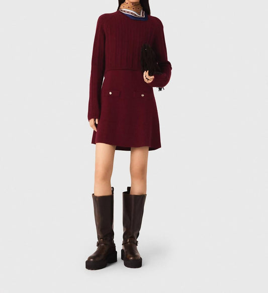 Cropped Cable Knit Mock Neck Sweater