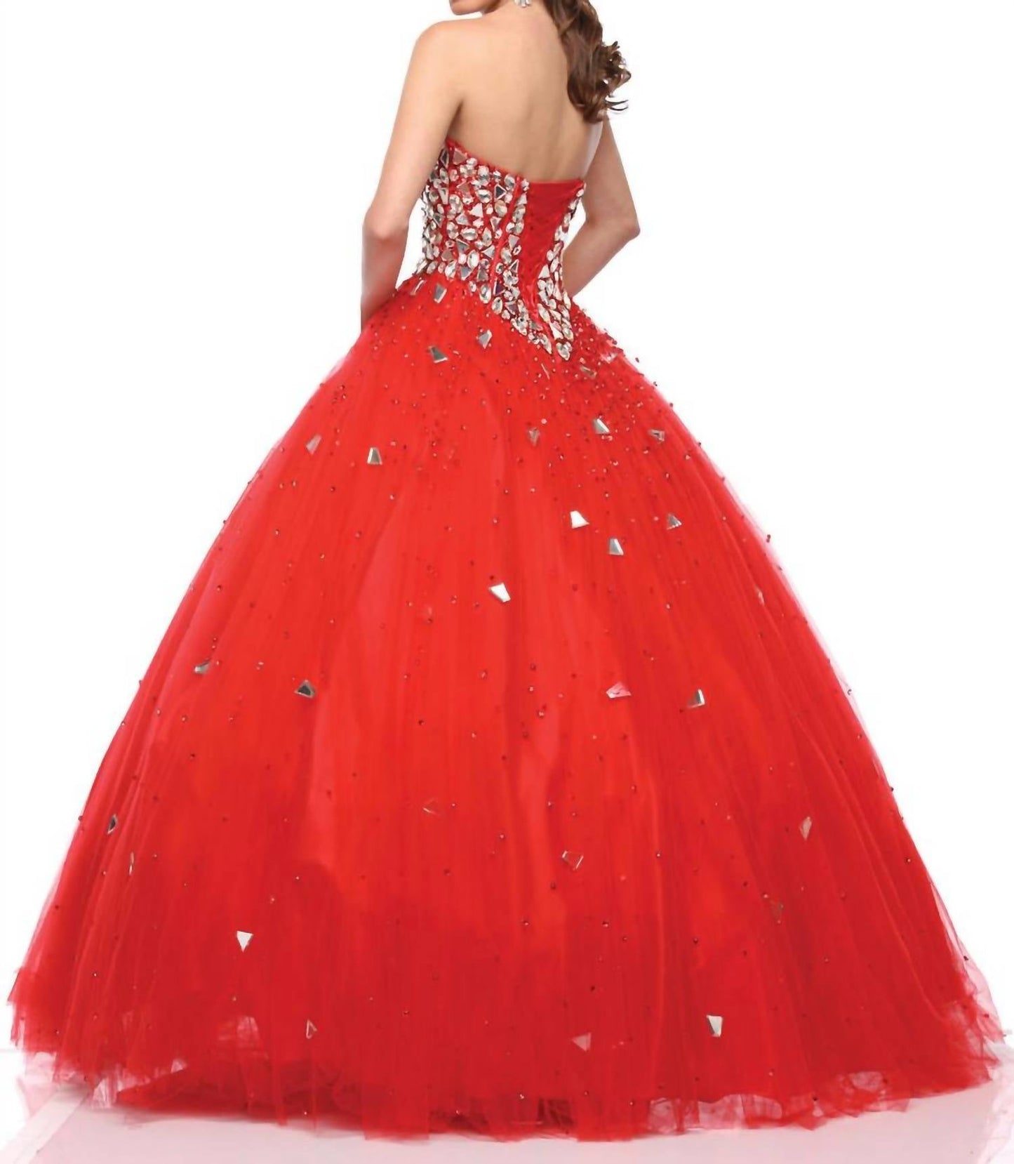 Ballkleid mit Perlen- und Spiegelstickerei am Oberteil