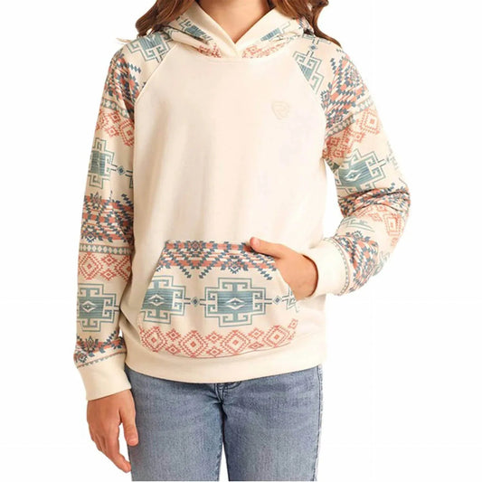Mädchen Kapuzenpullover mit Kontrastärmeln