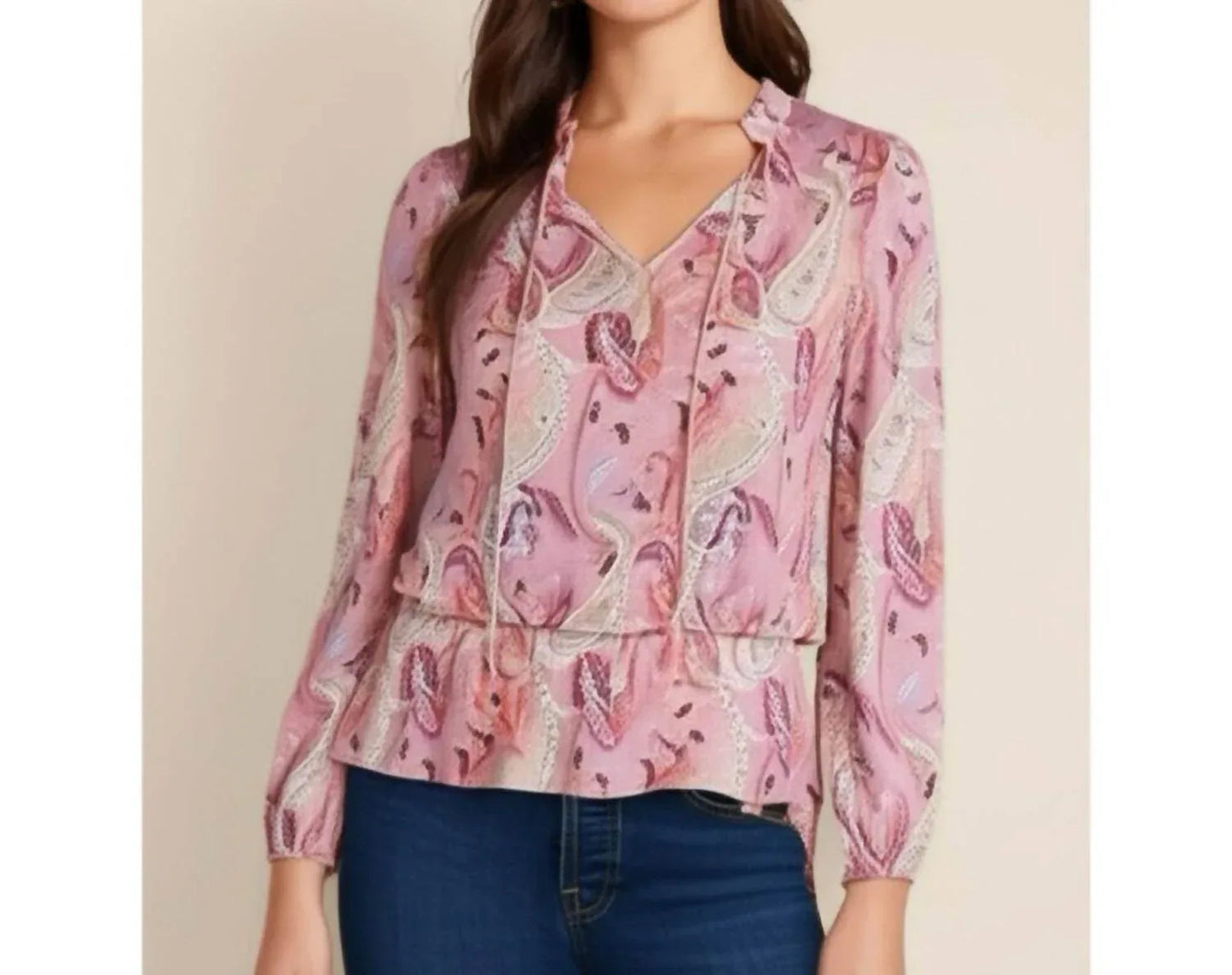 Ruffle Split Neck Blouse