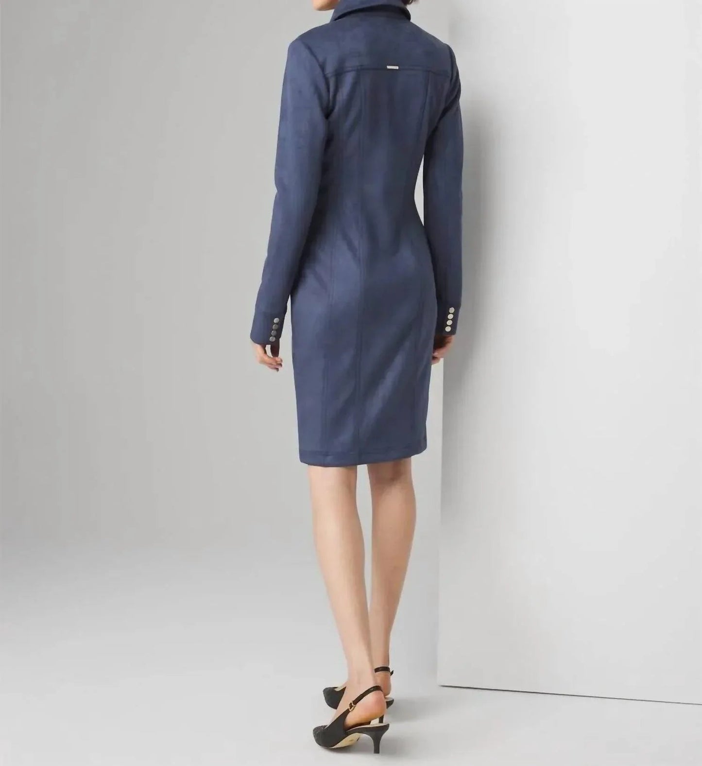 Langärmliges Shacket-Kleid aus Wildlederimitat