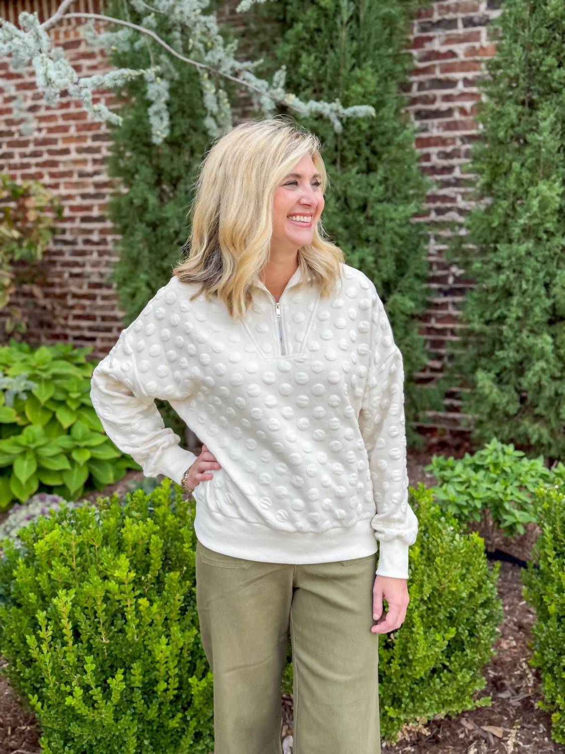 Schneefall Dot Zip-Pullover