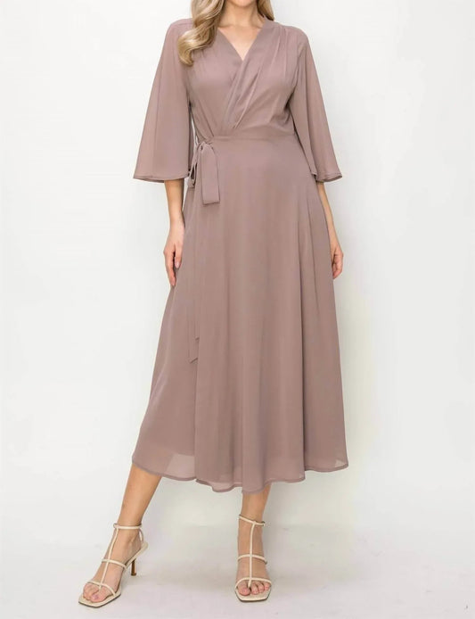 Wrap Knit V Neck Midi Dress