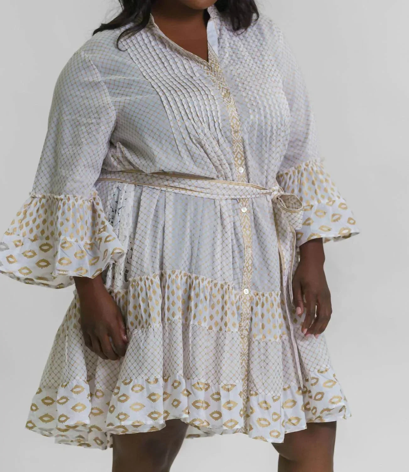 Short Net Print Mini Dress - Plus