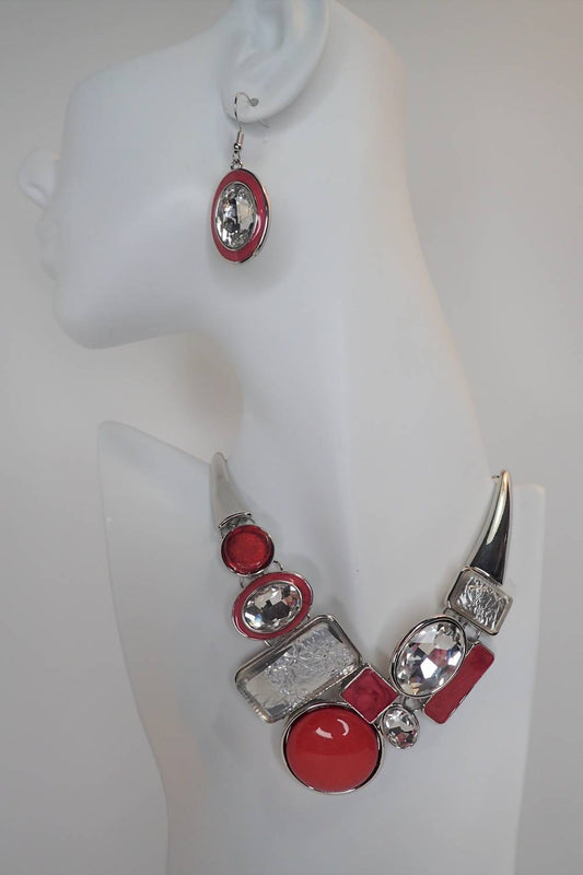 Crystal Necklace Set With Matching Earrings