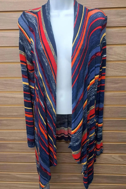 Women's Colorful Stripes Open Cardigan