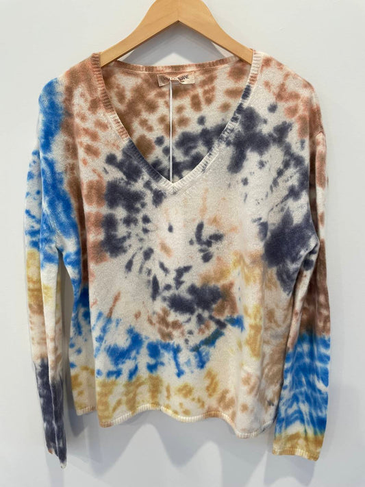 Women's Tie Dye V-neck Sweater