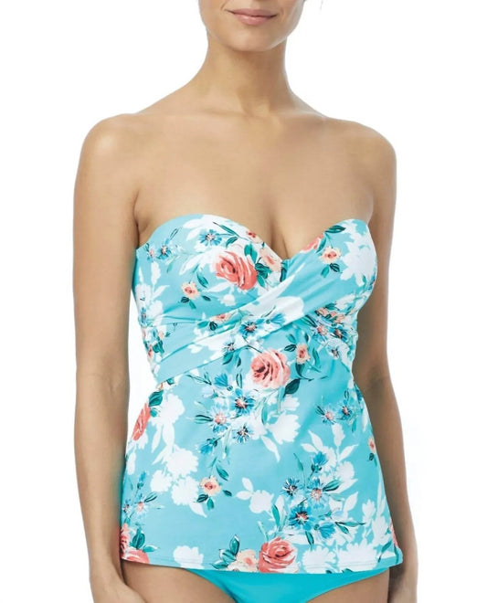 Cliff Rose Larimar D-cup Underwire Convertible Five-way Tankini Top