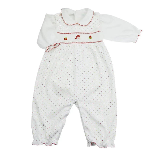 Baby Girls Tis The Season 2-piece Smocked Romper Set