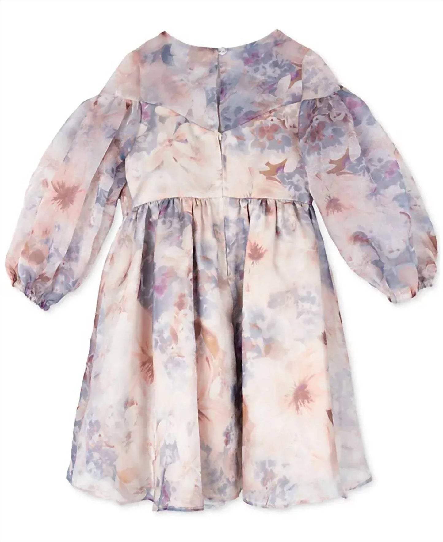 Kleid aus floraler Organza mit Ballonärmeln für Kleinkinder und kleine Mädchen