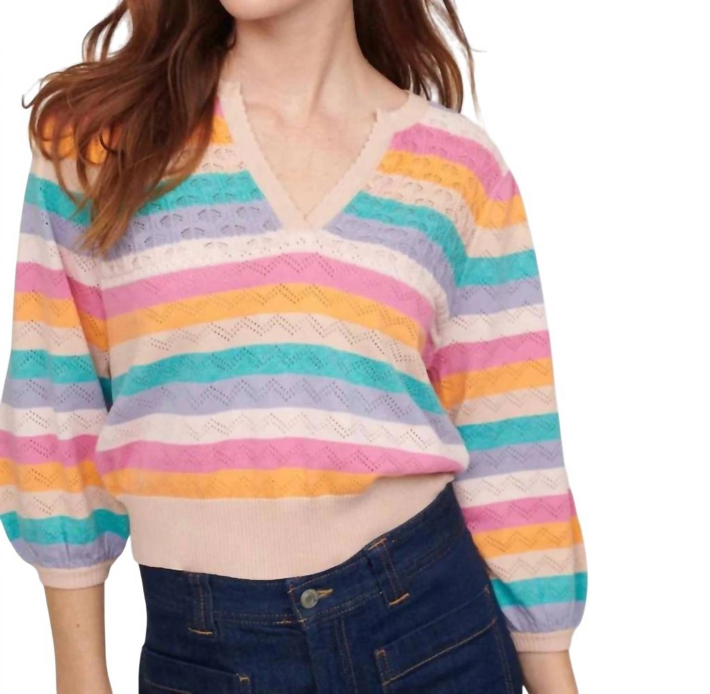 Pullover mit V-Ausschnitt "Peace Stripe"