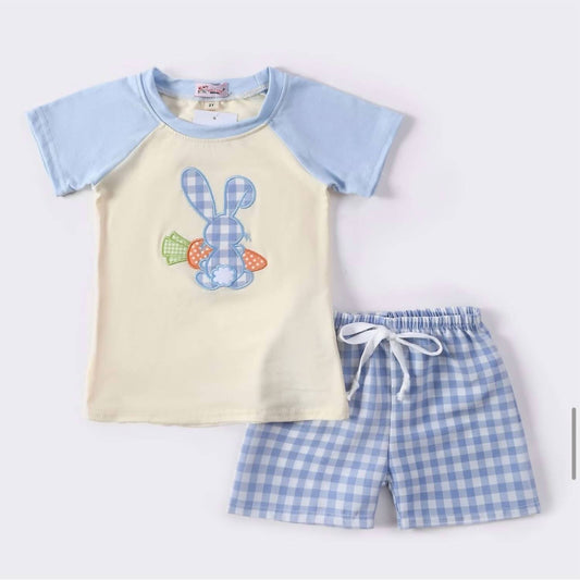 Boy's Plaid Bunny Short Set