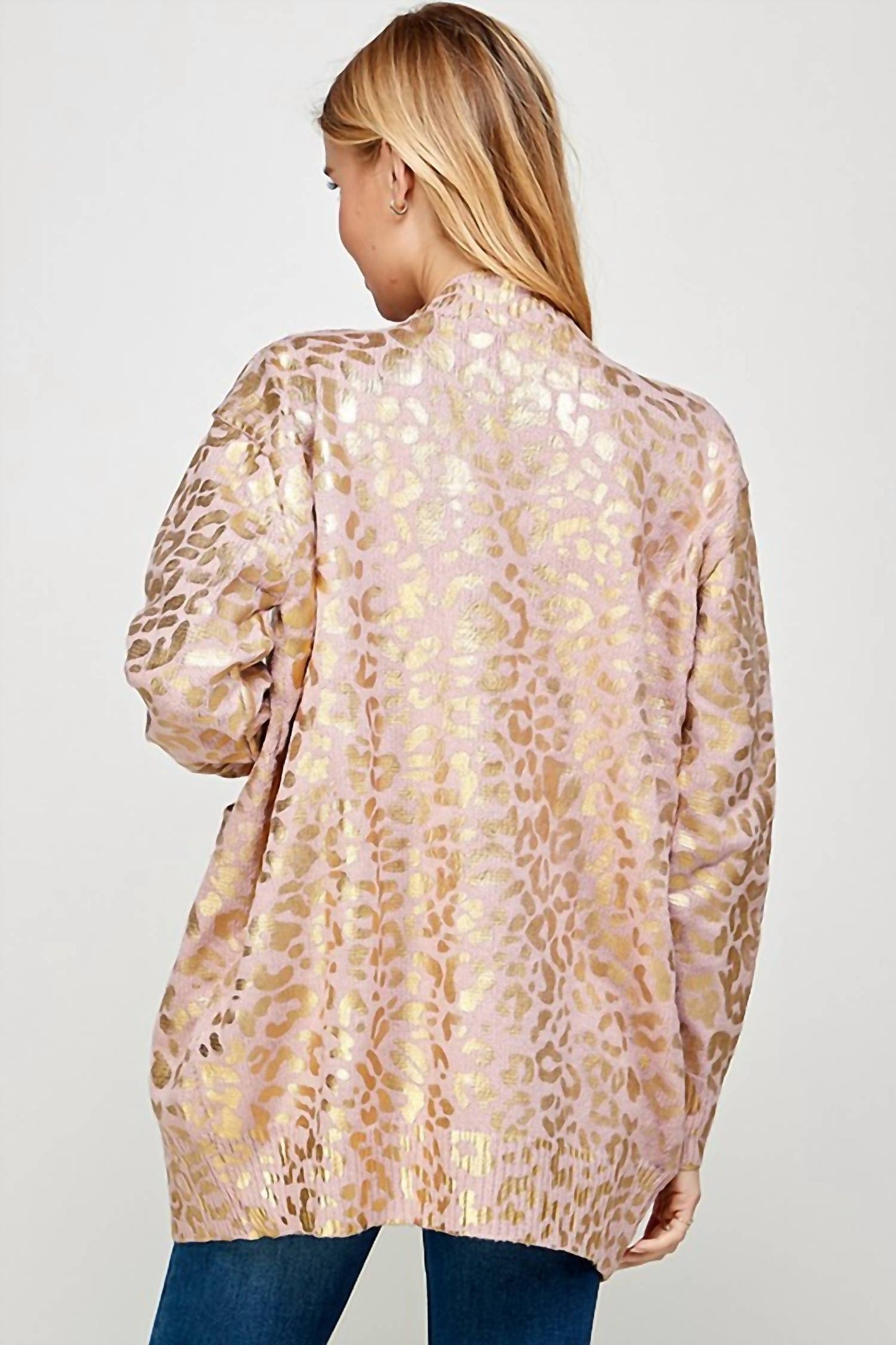 Langer Cardigan mit Animalprint-Folie