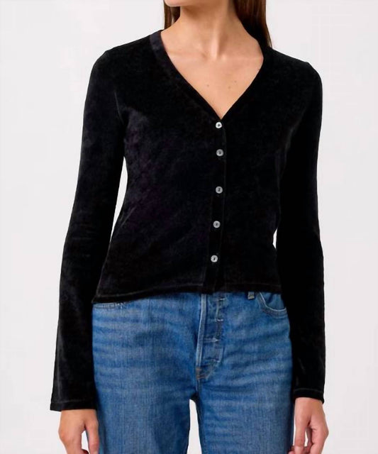 Velours-V-Cardigan