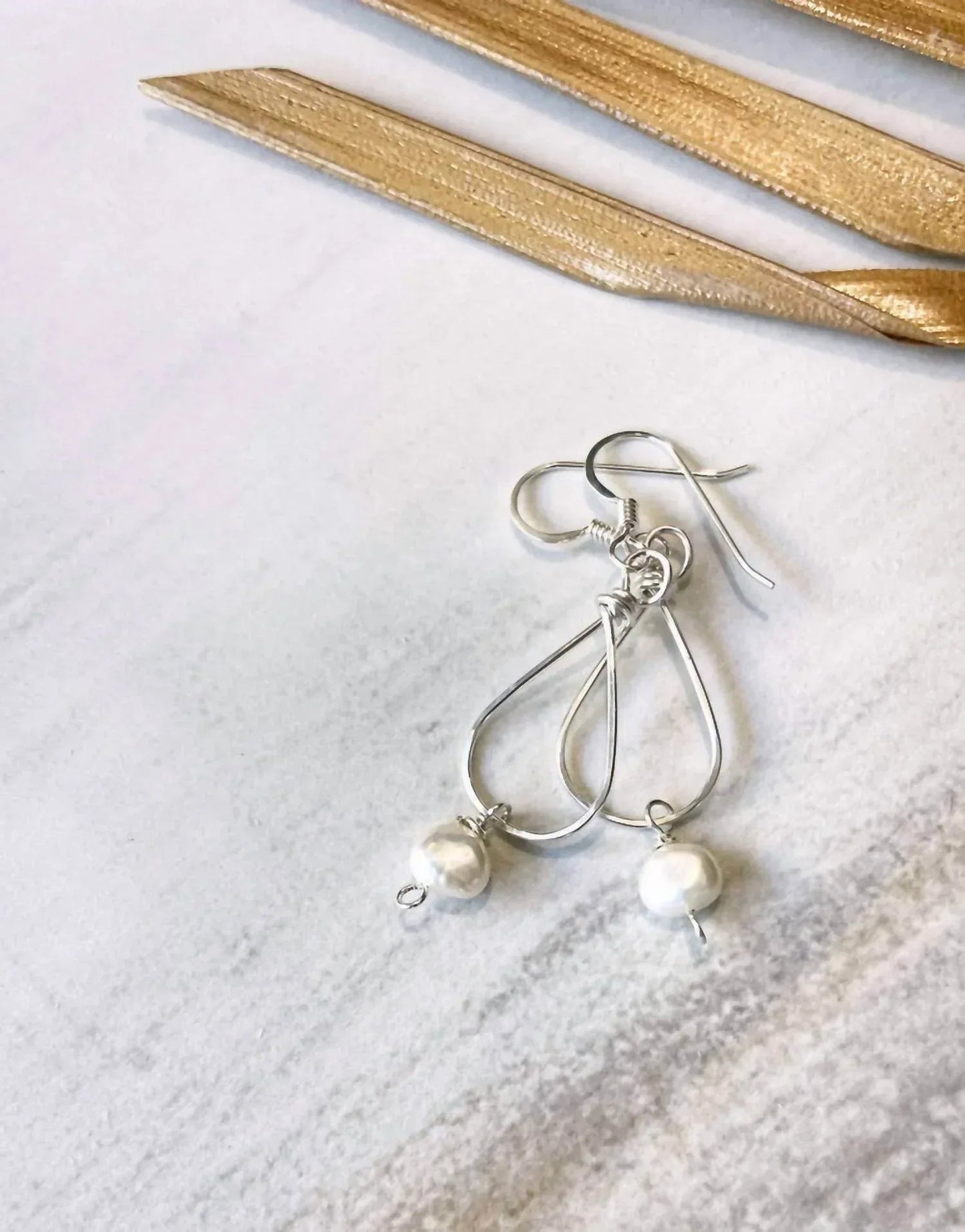 Small Teardrop Freshwater Pearl Earrings