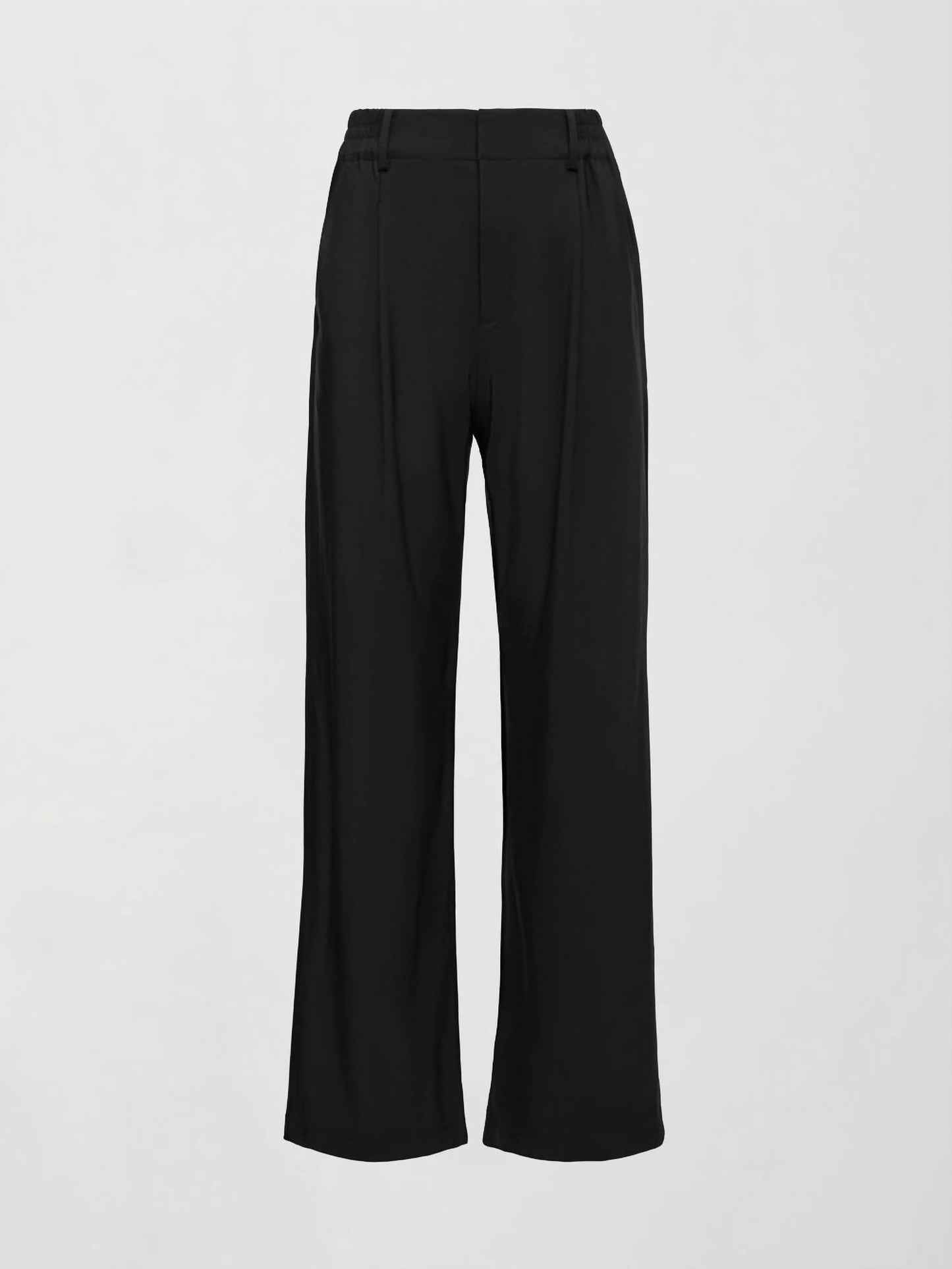 Stretchgewebte Hose mit weitem Bein und schmaler Passform