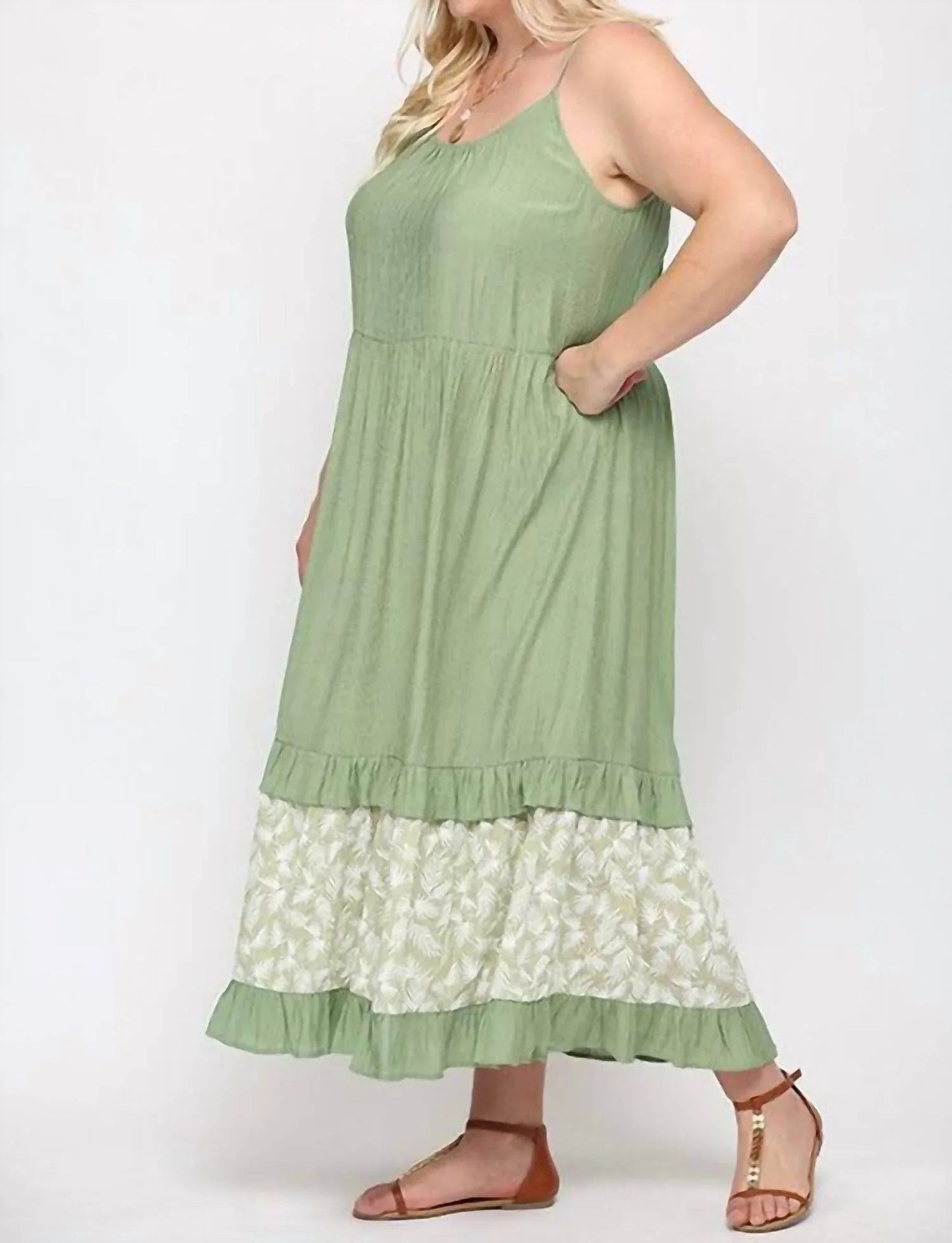 Maxikleid mit Blätterdruck