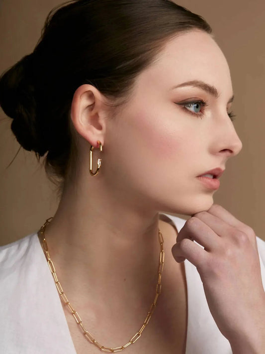 Women's Deconstructed Crystal Link Hoop Earring
