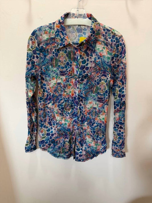 Women's Crinkle Button Front Blouse