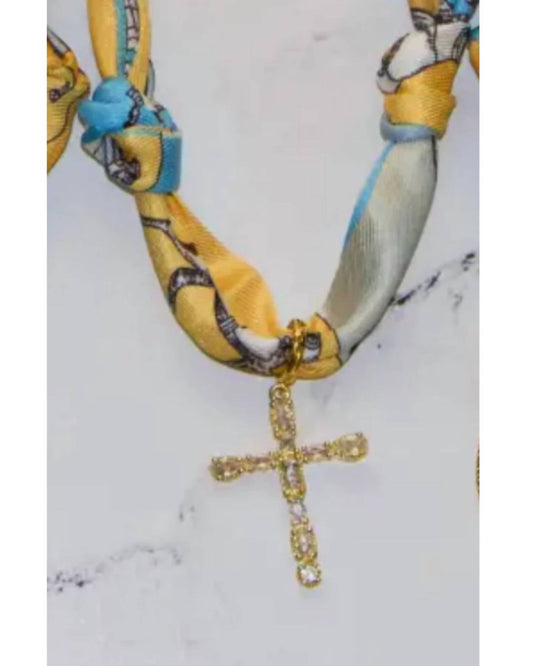 Women's Horse Pattern Cross Scarf Necklace