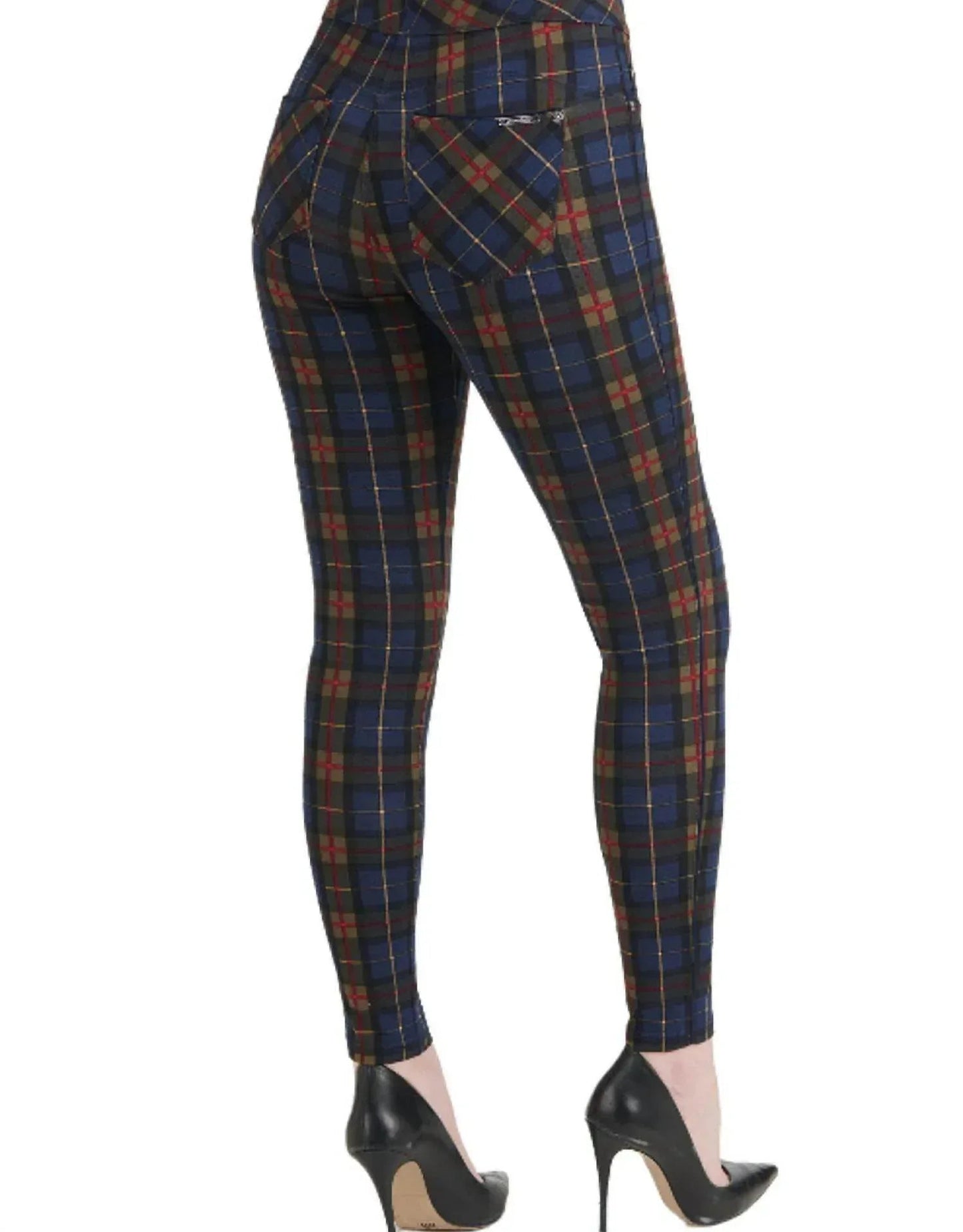 Luxe Karo-Jeggings mit Paspelierung
