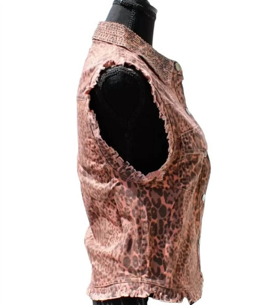 Women's Animal Print Distressed Vest