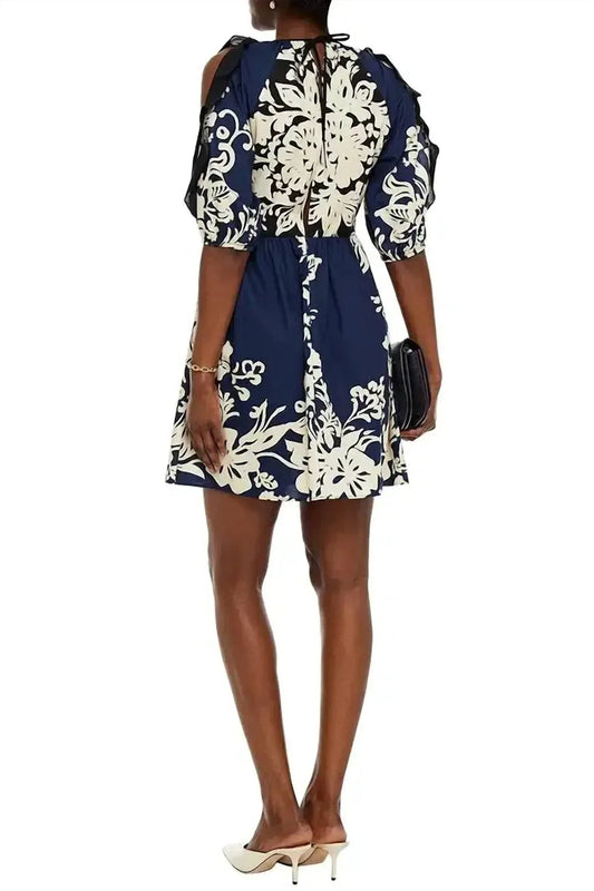 Cold-Shoulder Poplin Dress