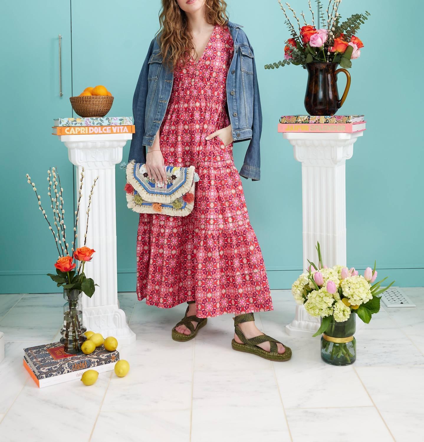 Maxikleid mit tiefem V-Ausschnitt Poppy