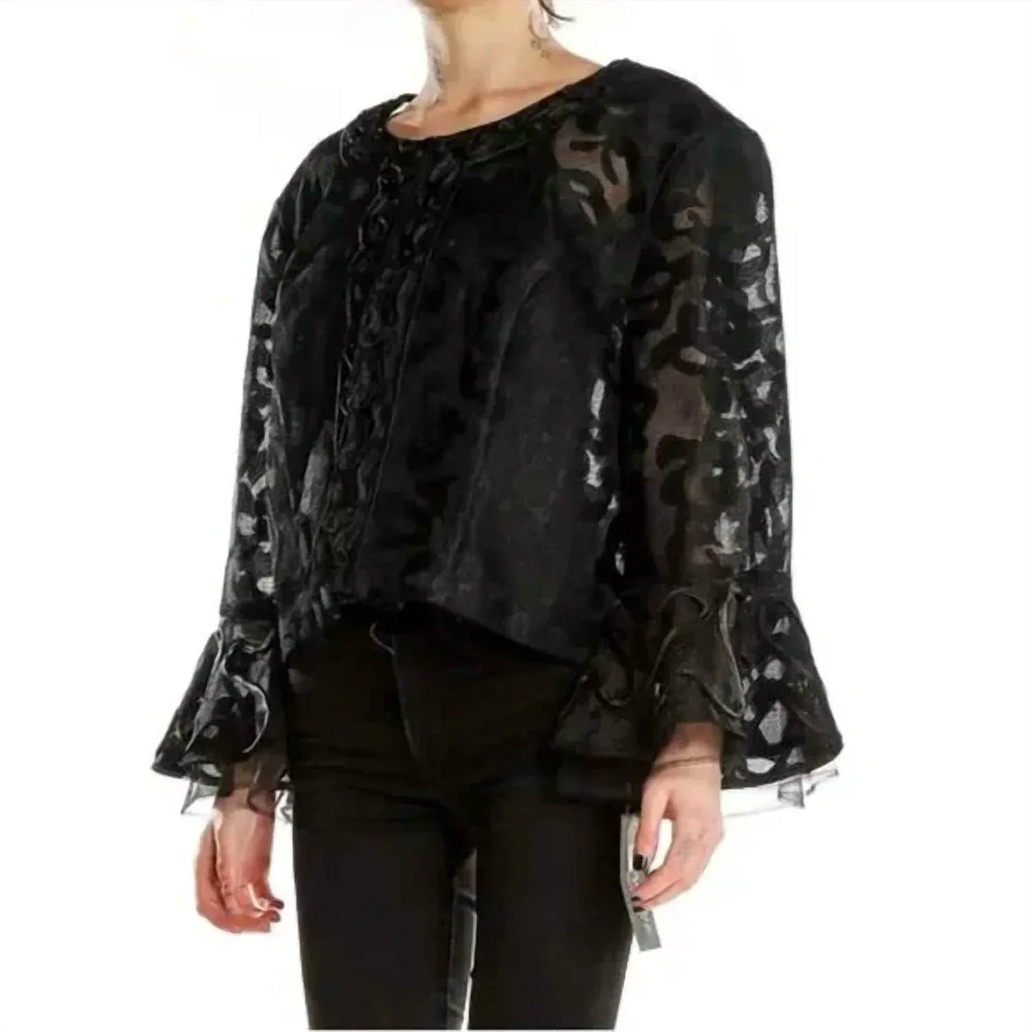 Lace Bell Sleeve Crop Top
