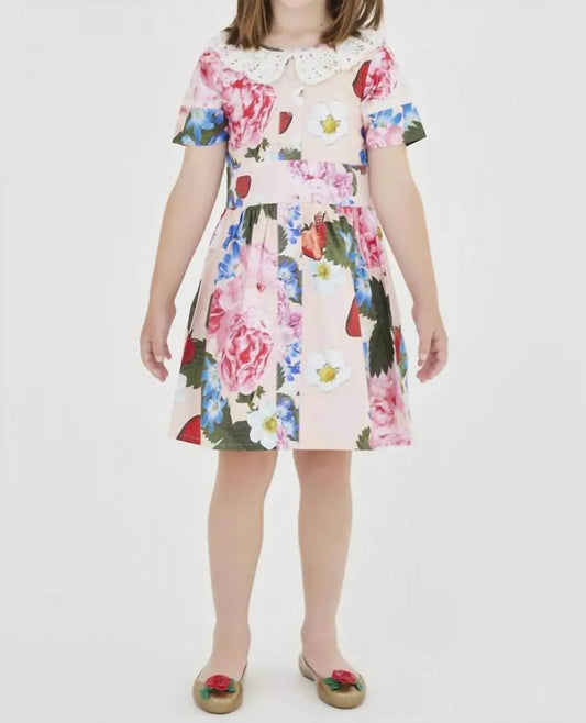 Kleid mit Erdbeer- & Pfingstrosenmuster