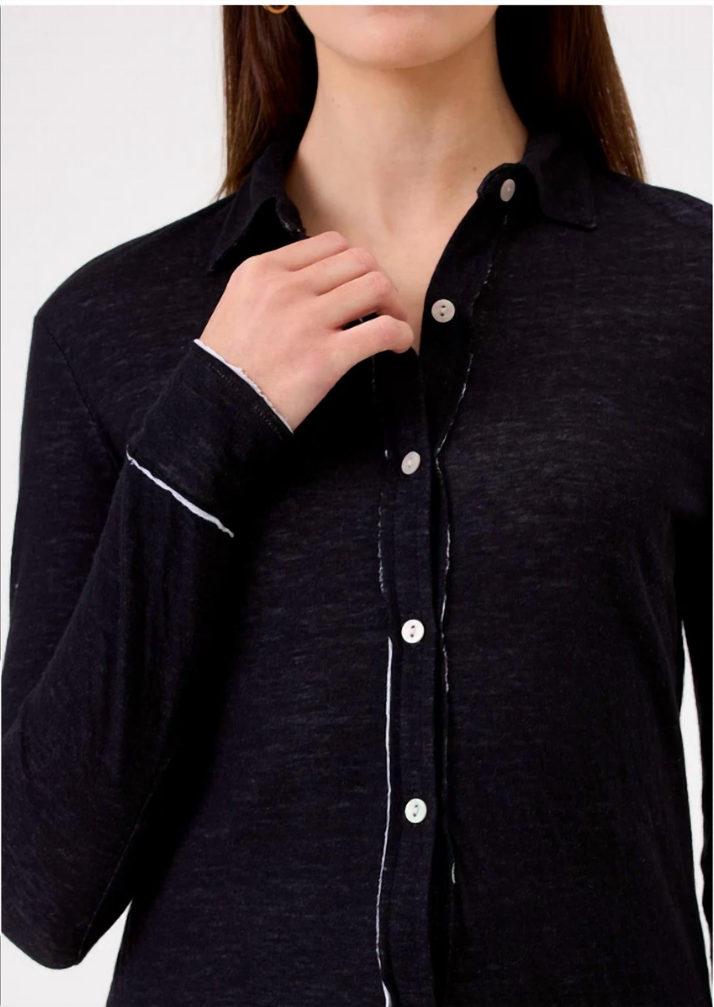 Sienna Double-Layer Jersey-Hemd mit Knöpfen